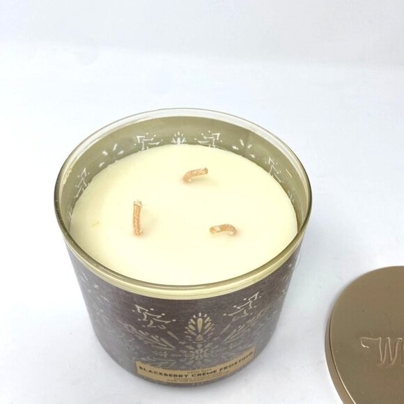 Bath & Body Works White Barn Luminary Blackberry Creme Frosting 3 Wick Candle - Picture 3 of 5